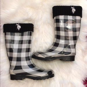 US POLO ASSN RAIN BOOTS! Cute Checkered Pattern